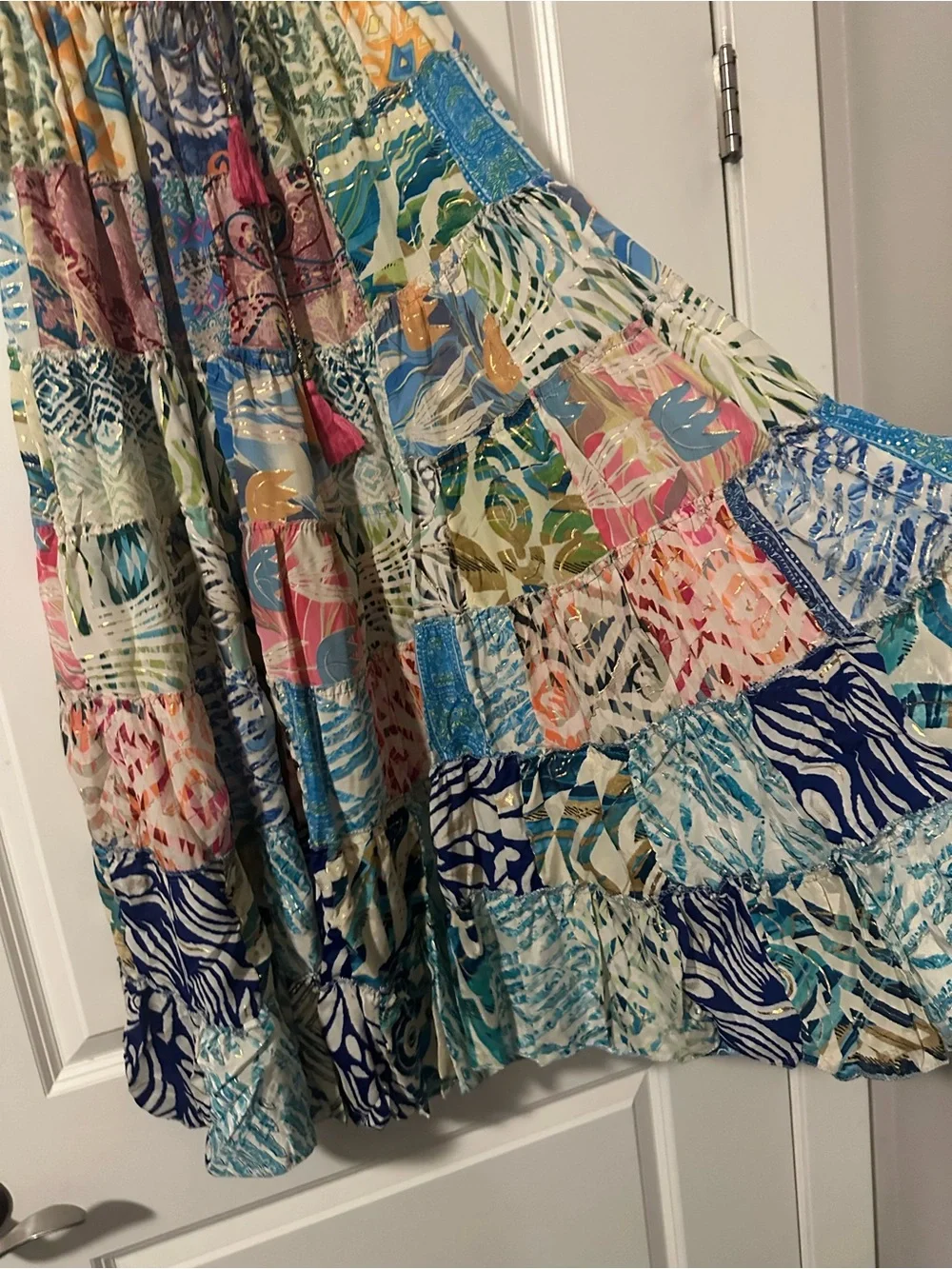 Boho Patchwork Maxi Skirt - Multicolor